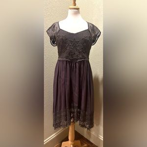 VTG Free People Embellished Lace Beaded Midi Hi Lo Dress S